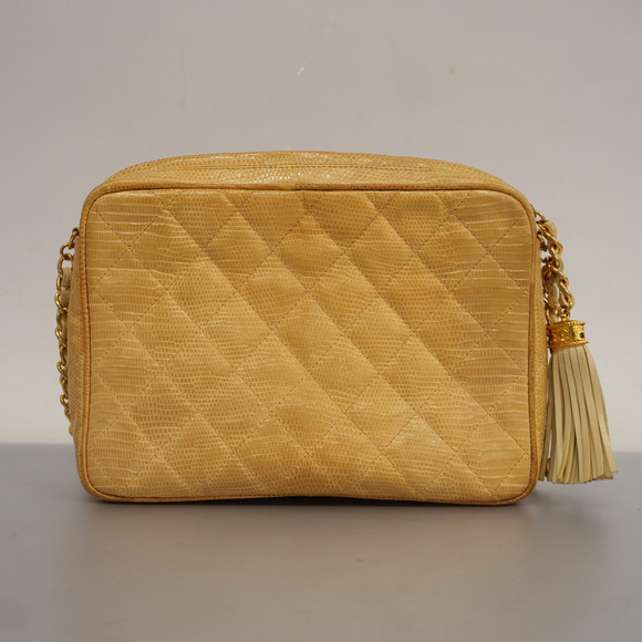 Auth Chanel Matelasse Chain Shoulder Lizard With Fringes Women's Shoulder Bag - Picture 13 of 13